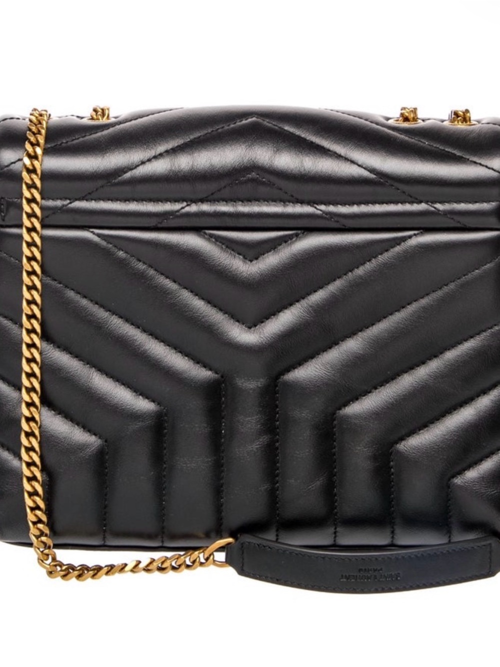 Saint Laurent YSL Loulou Small Black Chevron Quilted Leather Bag Gold Hardware - Picture 3 of 14